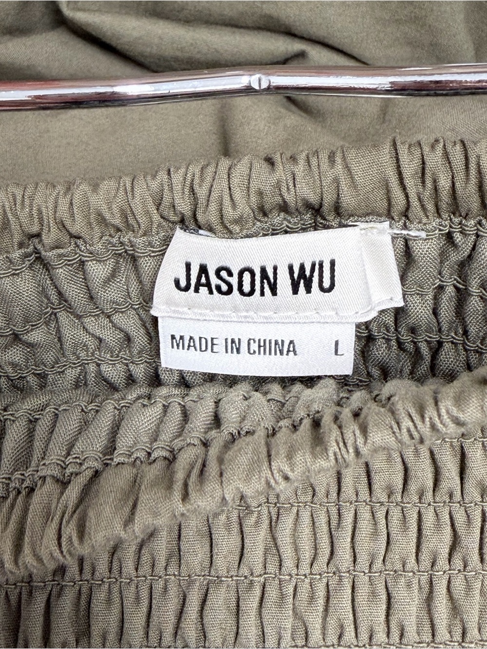 Jason Wu Embroidered Olive Green Cotton Skirt size L - Picture 6 of 6